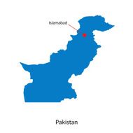 Detailed vector map of Pakistan and capital city Islamabad