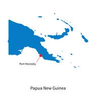 Map of Papua New Guinea and capital city Port Moresby