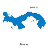 Detailed vector map of Panama and capital city