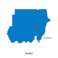 Detailed vector map of Sudan and capital city Khartoum