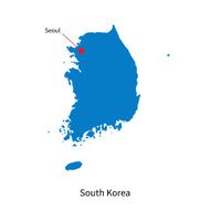 Detailed vector map of South Korea and capital city Seoul