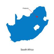Detailed vector map of South Africa and capital city Pretoria
