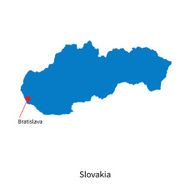 Detailed vector map of Slovakia and capital city Bratislava