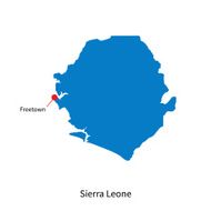 Detailed vector map of Sierra Leone and capital city Freetown