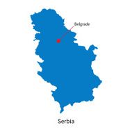 Detailed vector map of Serbia and capital city Belgrade