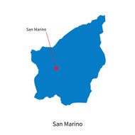 Detailed vector map of San Marino and capital city