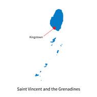 Map of Saint Vincent and the Grenadines with capital city