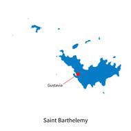 Detailed vector map of Saint Barthelemy and capital city Gustavia