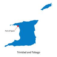 Detailed vector map of Trinidad and Tobago with capital city