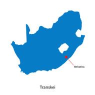 Detailed vector map of Transkei and capital city Mthatha