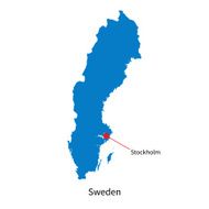 Detailed vector map of Sweden and capital city Stockholm