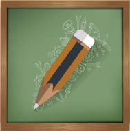 Pen design on blackboard background clean vector