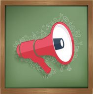 Megaphone design on blackboard background clean vector