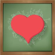 Heart design on blackboard background clean vector