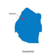 Detailed vector map of Swaziland and capital city Mbabane