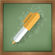 Pen design on blackboard background clean vector N2