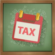 Tax design on blackboard background clean vector