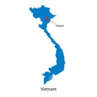 Detailed vector map of Vietnam and capital city Hanoi