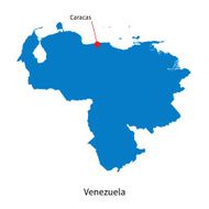 Detailed vector map of Venezuela and capital city Caracas