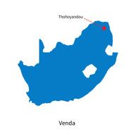 Detailed vector map of Venda and capital city Thohoyandou