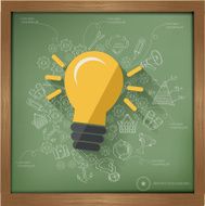 Idea design on blackboard background clean vector