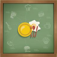 Food &amp; drink concept on blackboard background clean vector