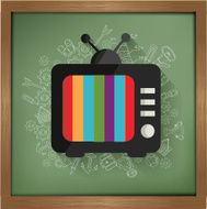 TV design on blackboard background clean vector