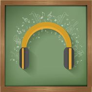 Earphone design on blackboard background clean vector