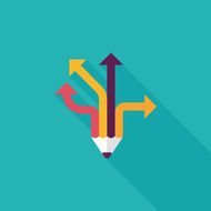 pencil ribbon arrow flat icon with long shadow eps10 N6