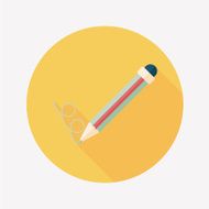 Pencil flat icon with long shadow eps10