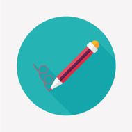 Pencil flat icon with long shadow eps10 N2