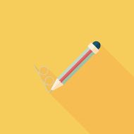 Pencil flat icon with long shadow eps10 N3