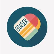Eraser flat icon with long shadow eps10