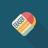 Eraser flat icon with long shadow eps10 N3