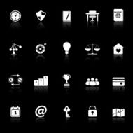 Thinking related icons with reflect on black background