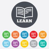 Learn Book sign icon Education symbol N3