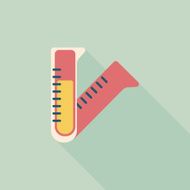 test tube flat icon with long shadow N58