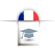 France education tag label icon with flag