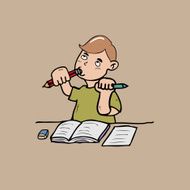 little boy biting a pencil N2