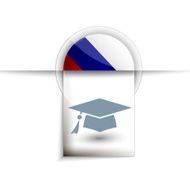 Russian Federation education tag label icon with flag