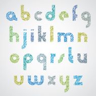 Digital contemporary font with hand drawn curly lines pattern