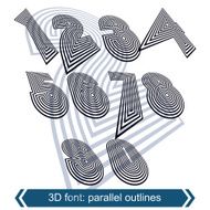 Dimensional numbers with rotation effect perspective striped