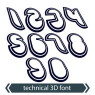 3d retro numbers in rotation stylish vector numeration design N3