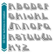 Geometric retro style graphic font in rotation vector alphabet N3