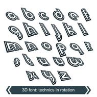 Geometric typescript in rotation 3d small industrial characters