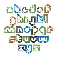 Bright unusual rounded typescript colorful lowercase letters