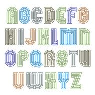 Stripy light contemporary poster uppercase letters lined