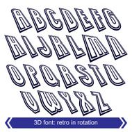 Outlined rotated vector font monochrome lined letters set