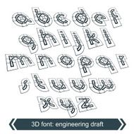 Rotated constructor dimensional script vector geometric letters N3