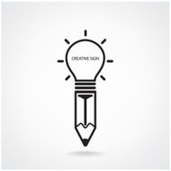 Creative light bulb and pencil sign